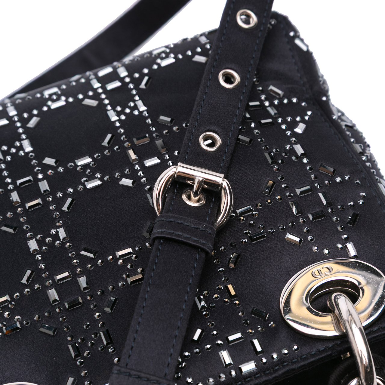 Dior Mini Satin Cannage Strass Crystal Embellished Lady Dior Zwart