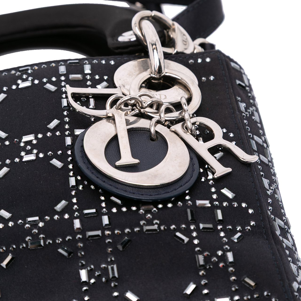 Dior Mini Satin Cannage Strass Crystal Embellished Lady Dior Zwart