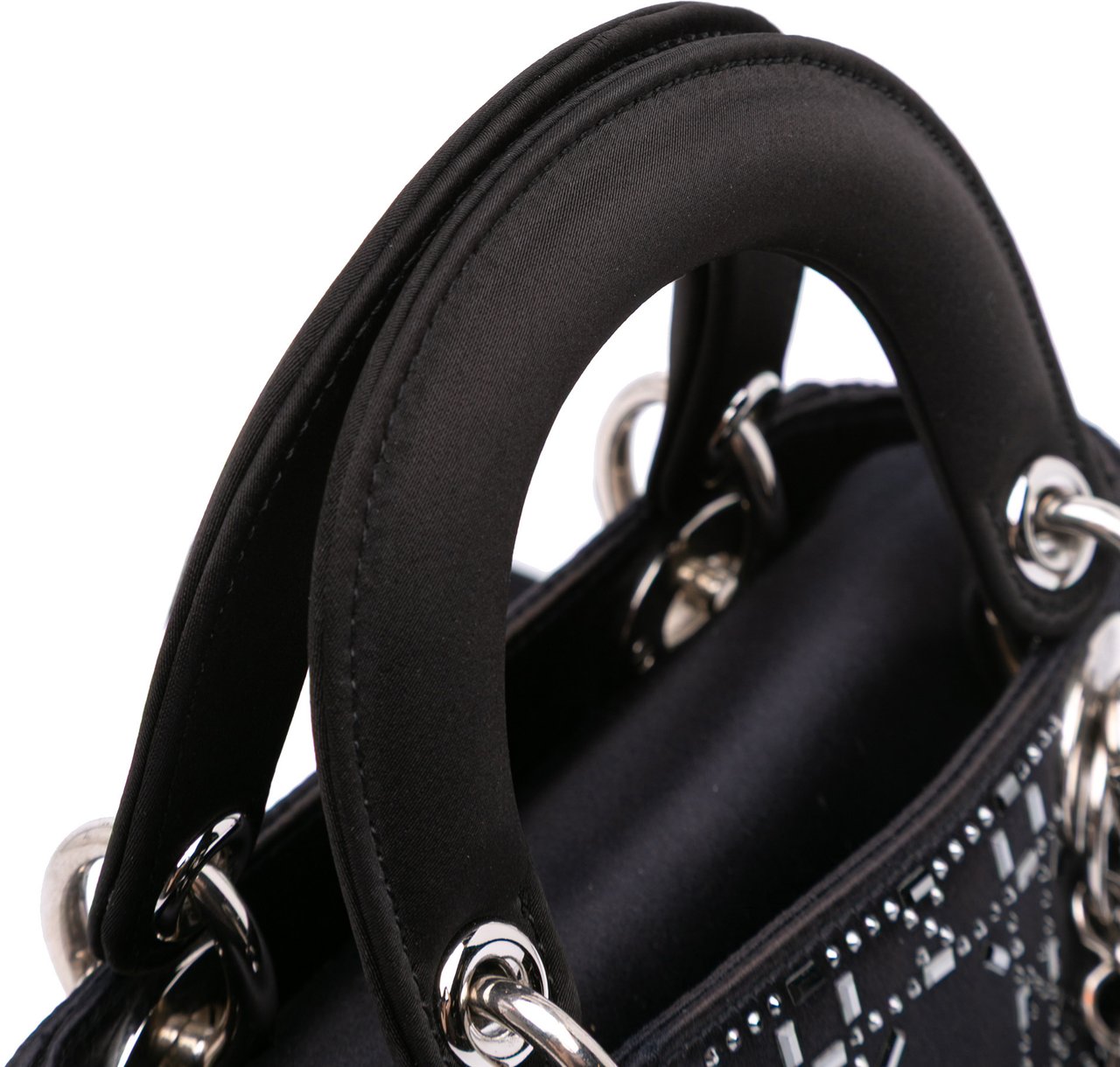 Dior Mini Satin Cannage Strass Crystal Embellished Lady Dior Zwart