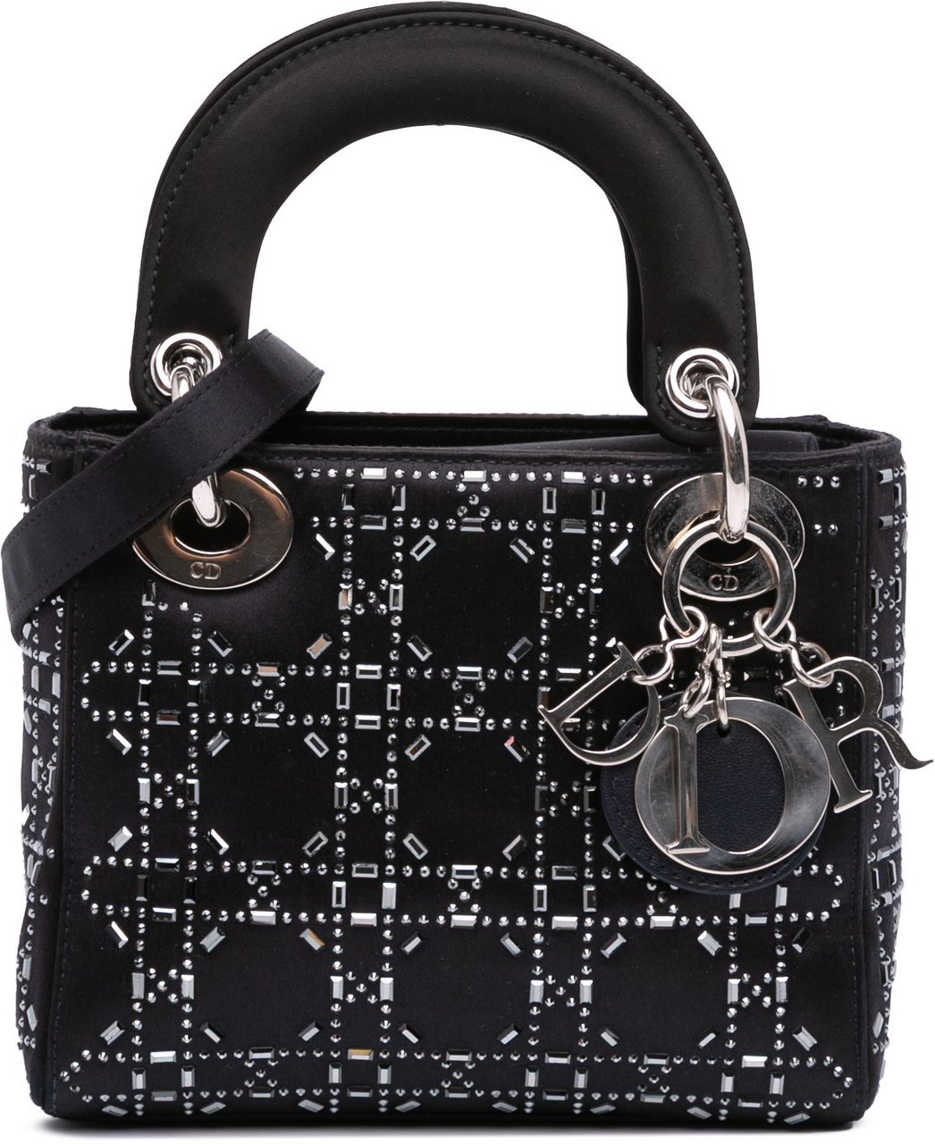 Dior Mini Satin Cannage Strass Crystal Embellished Lady Dior Zwart