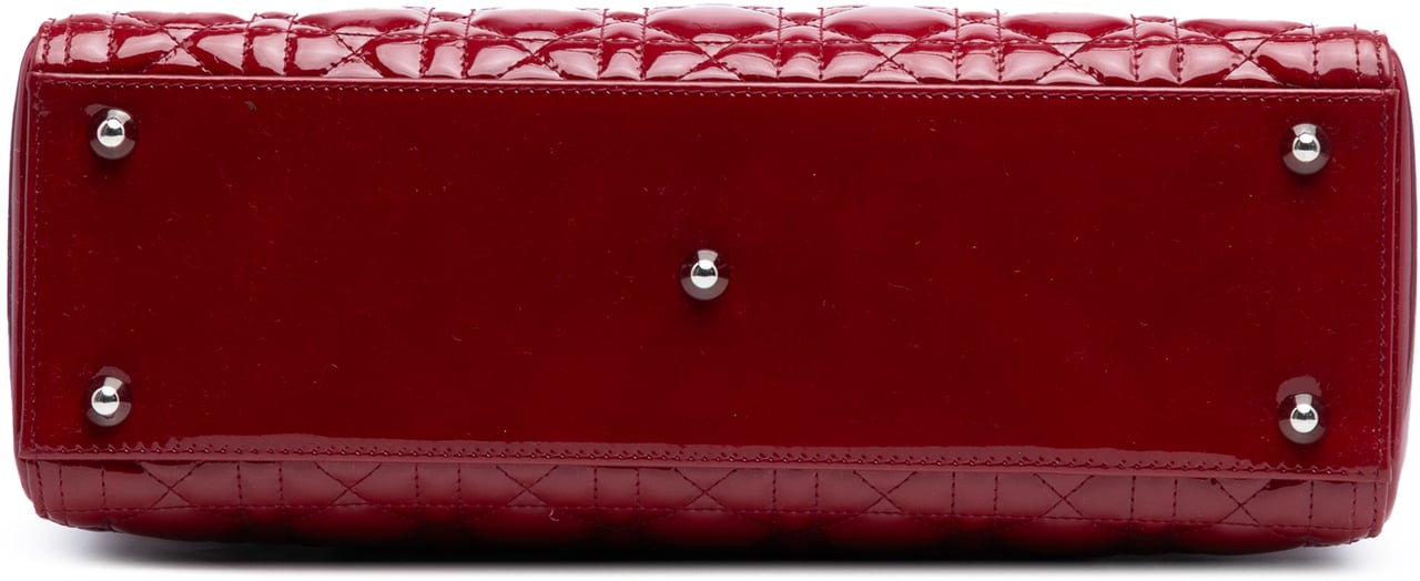Dior Large Patent Cannage Lady Dior Rood