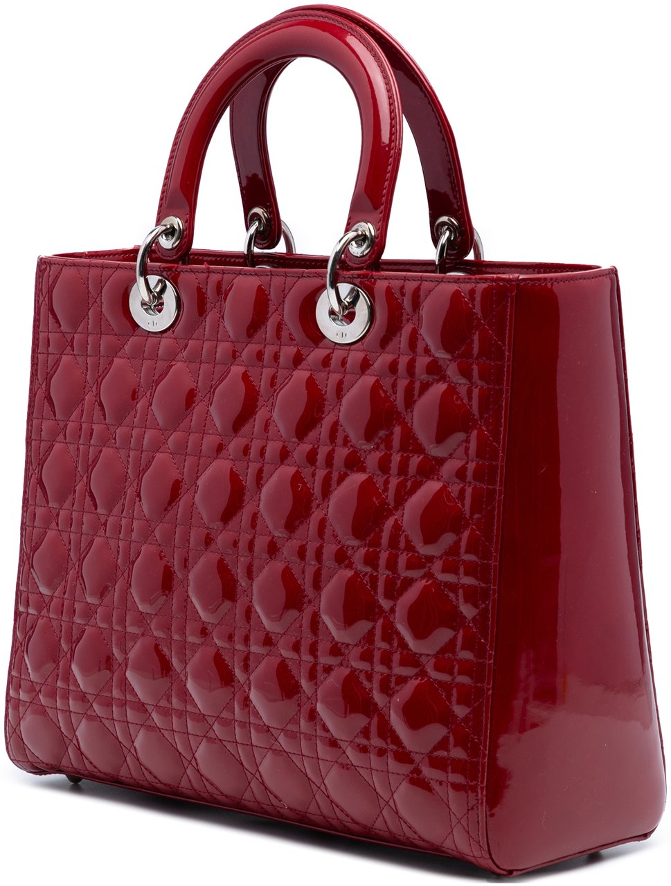 Dior Large Patent Cannage Lady Dior Rood