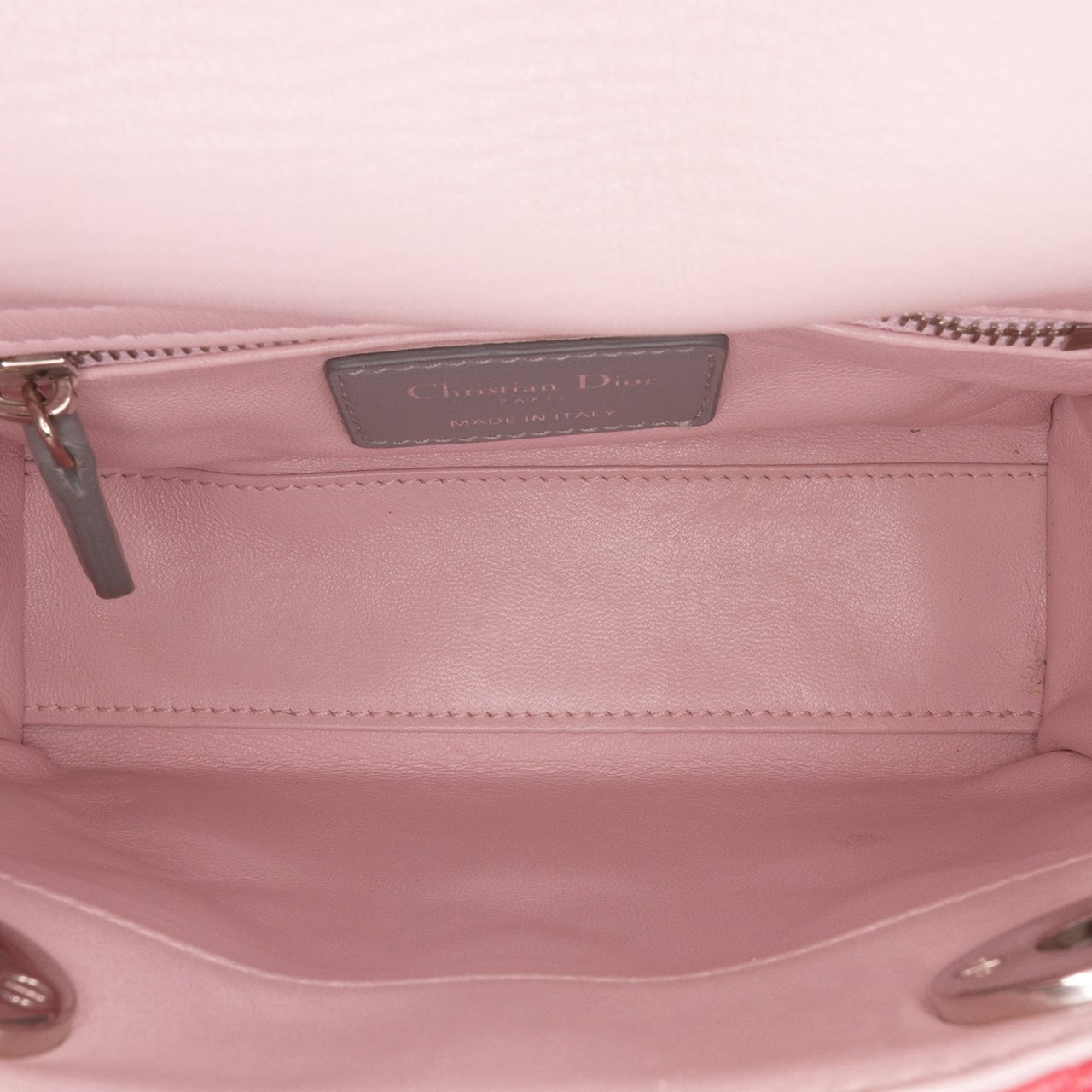 Dior Mini Tricolor Lambskin Cannage Lady Dior Roze