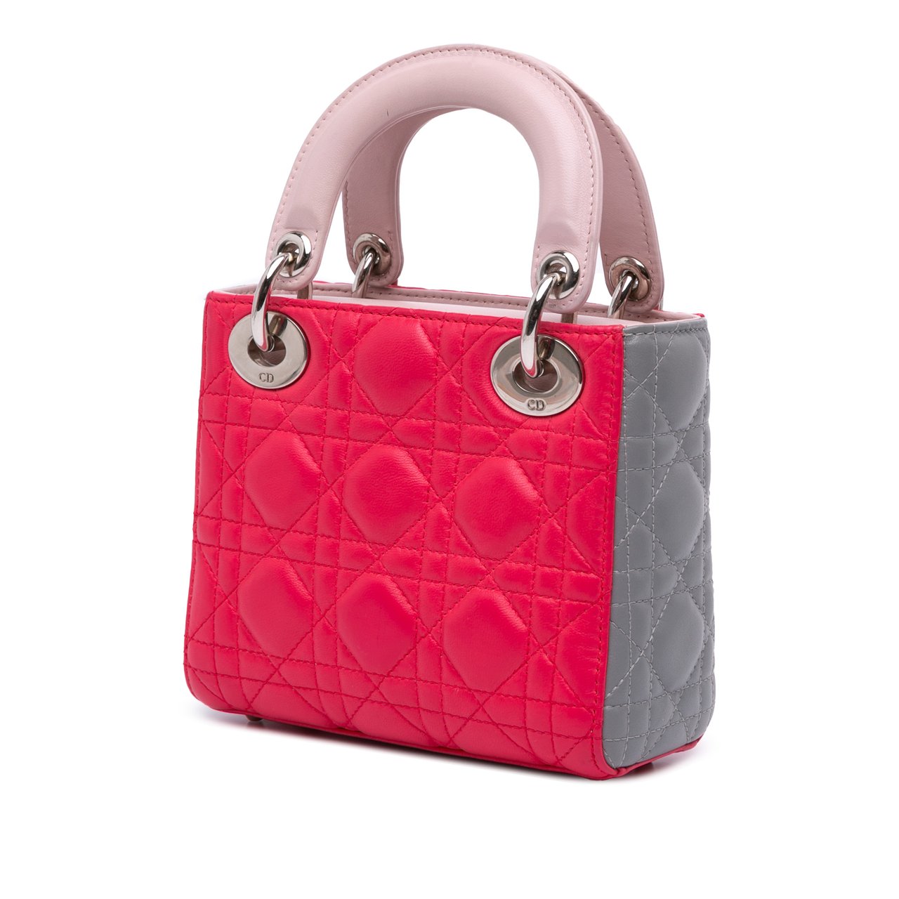 Dior Mini Tricolor Lambskin Cannage Lady Dior Roze