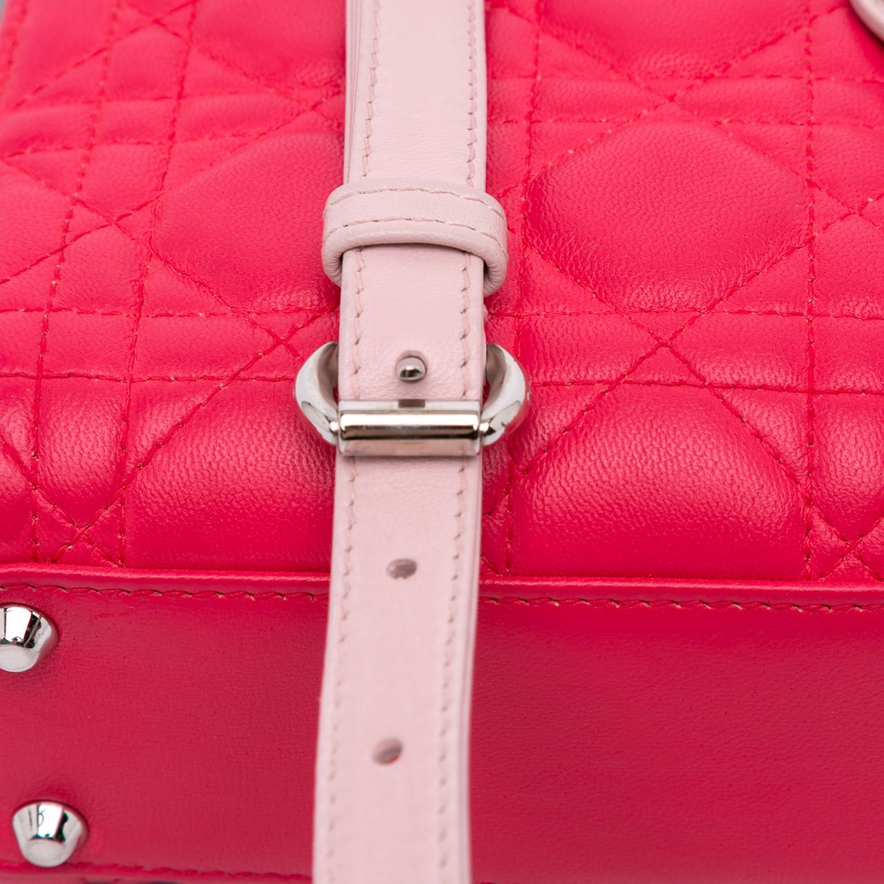 Dior Mini Tricolor Lambskin Cannage Lady Dior Roze