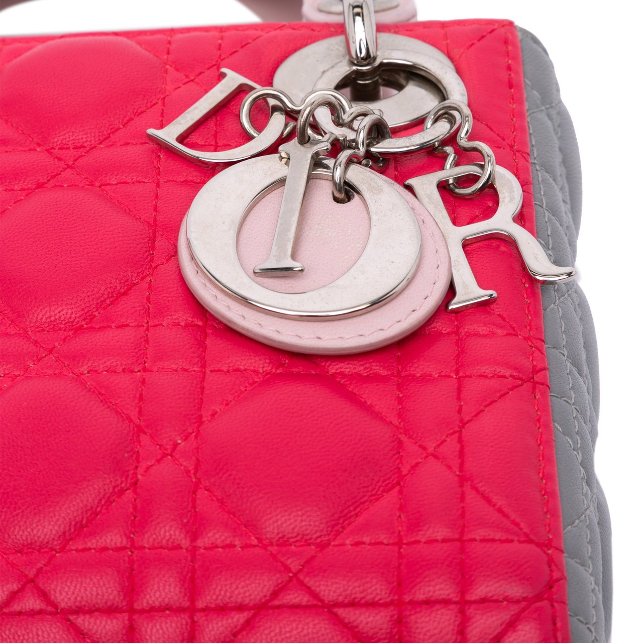 Dior Mini Tricolor Lambskin Cannage Lady Dior Roze