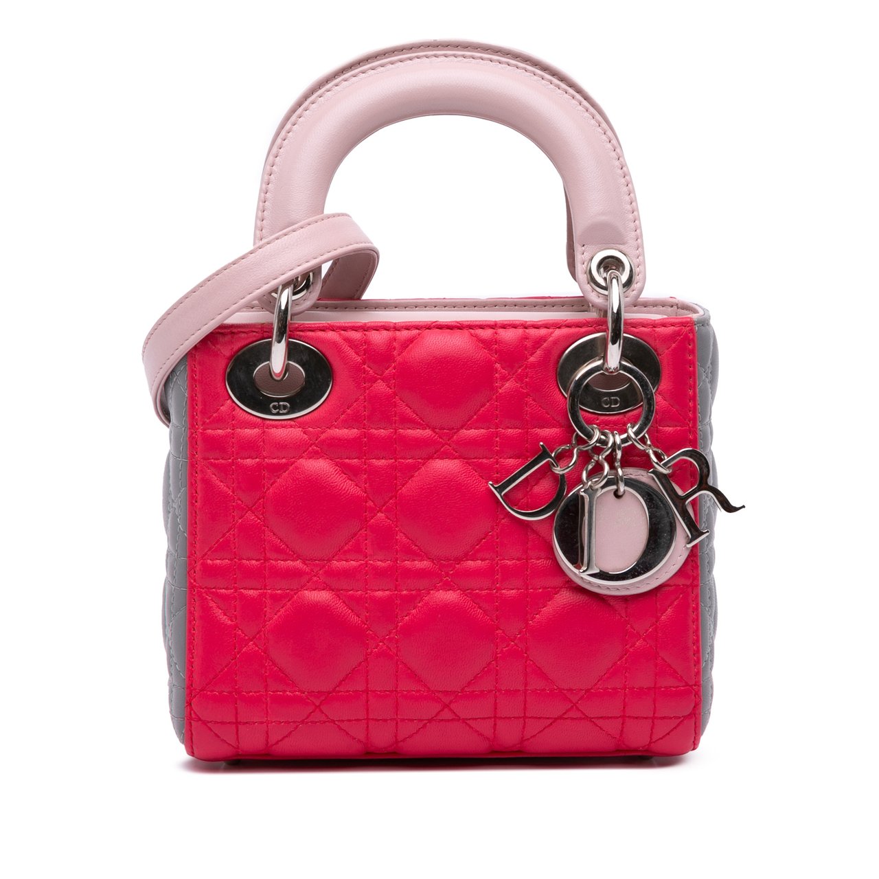 Dior Mini Tricolor Lambskin Cannage Lady Dior Roze
