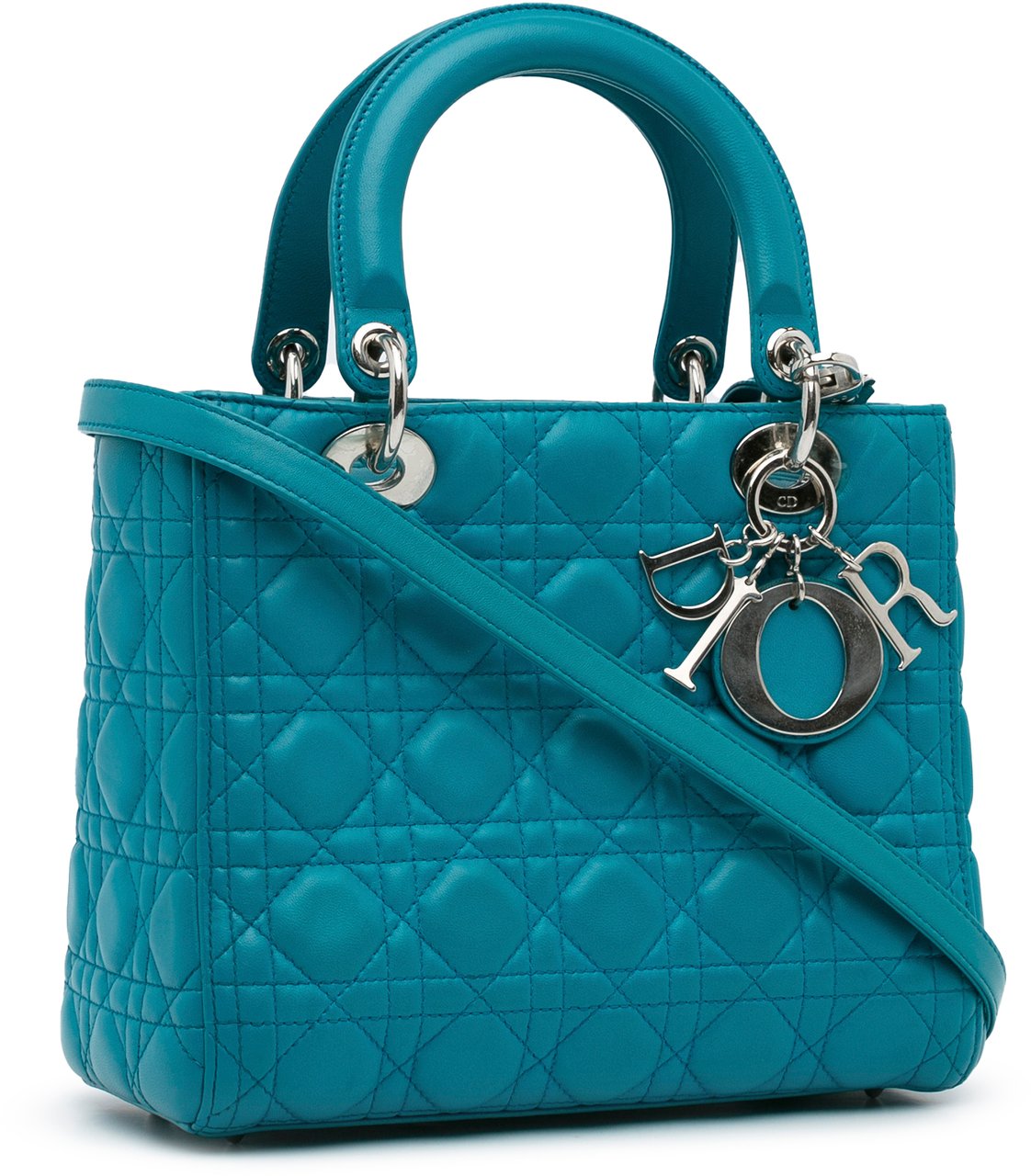 Dior Medium Lambskin Cannage Lady Dior Blauw