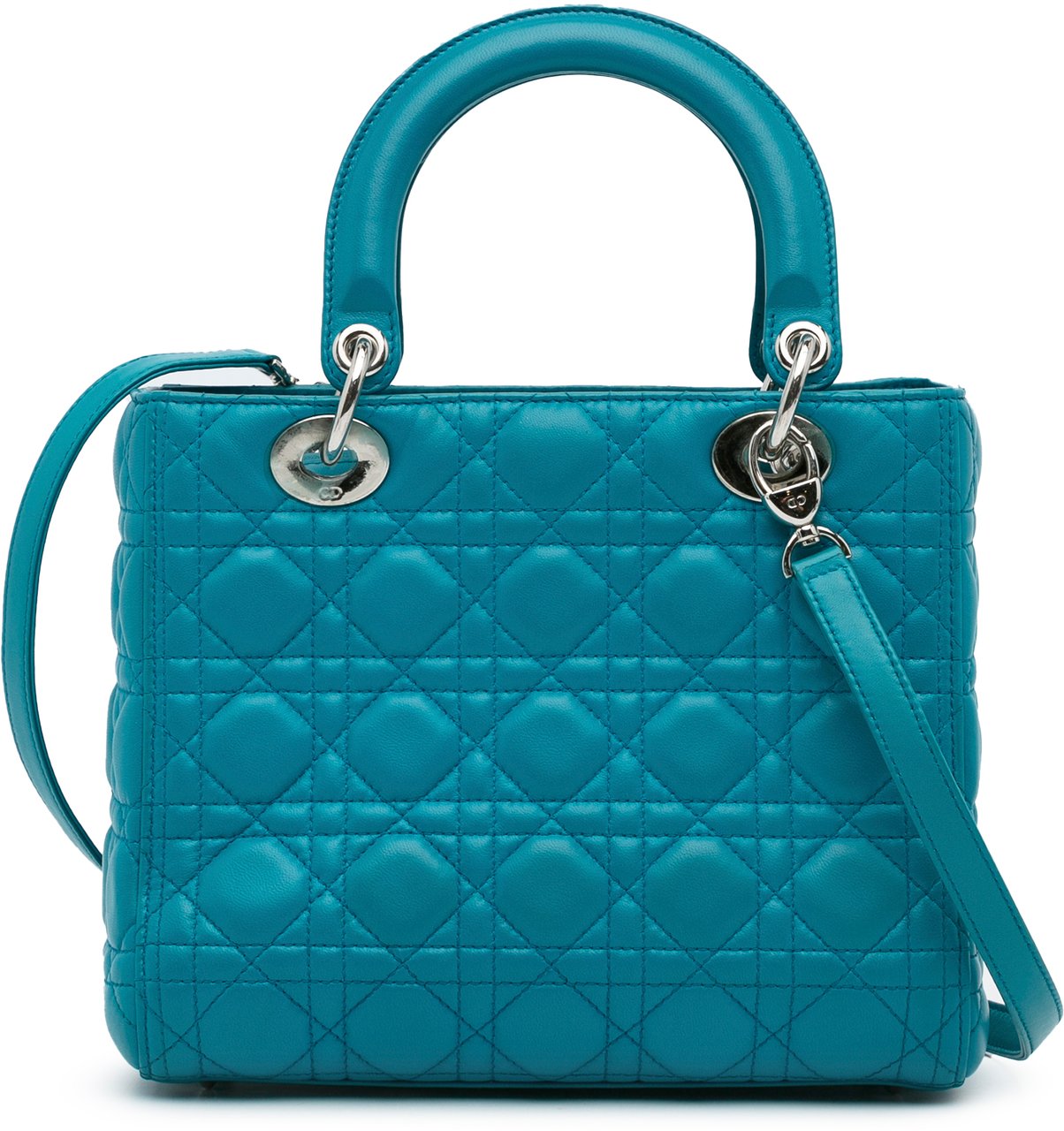 Dior Medium Lambskin Cannage Lady Dior Blauw