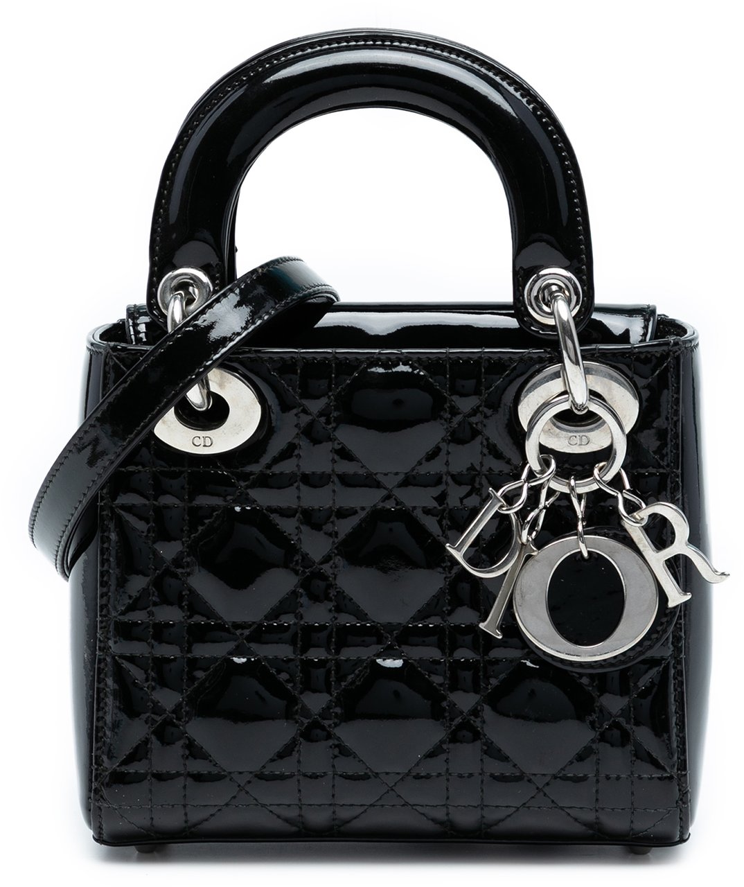 Dior Mini Patent Cannage Lady Dior Zwart