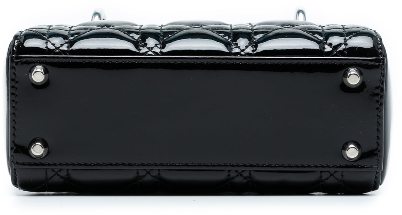 Dior Mini Patent Cannage Lady Dior Zwart