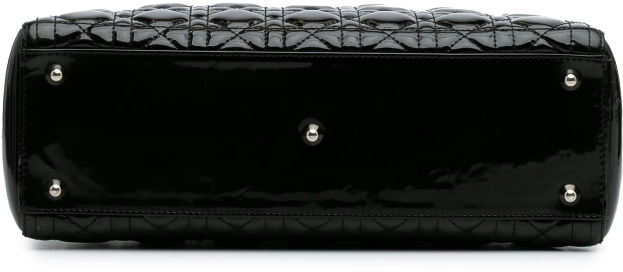 Dior Large Patent Cannage Lady Dior Zwart
