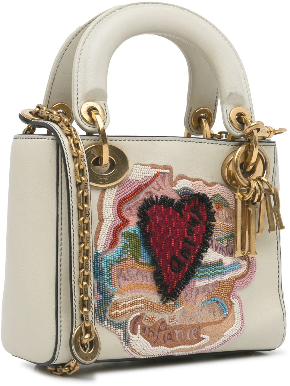 Dior Niki De Saint Phalle Mini Calfskin Dioramour Lady Dior Wit