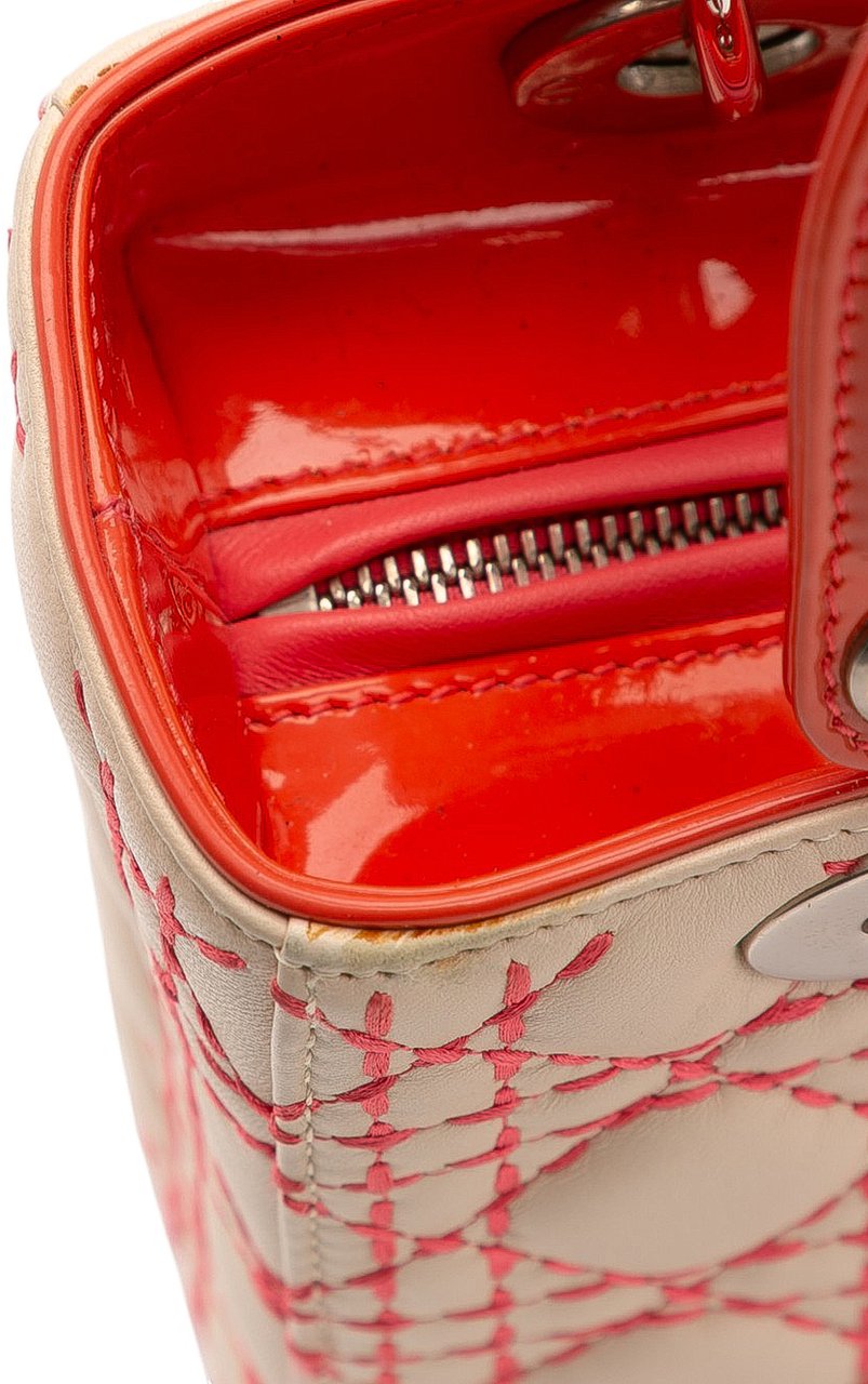 Dior Medium Lambskin Cannage Stitched Lady Dior Bruin