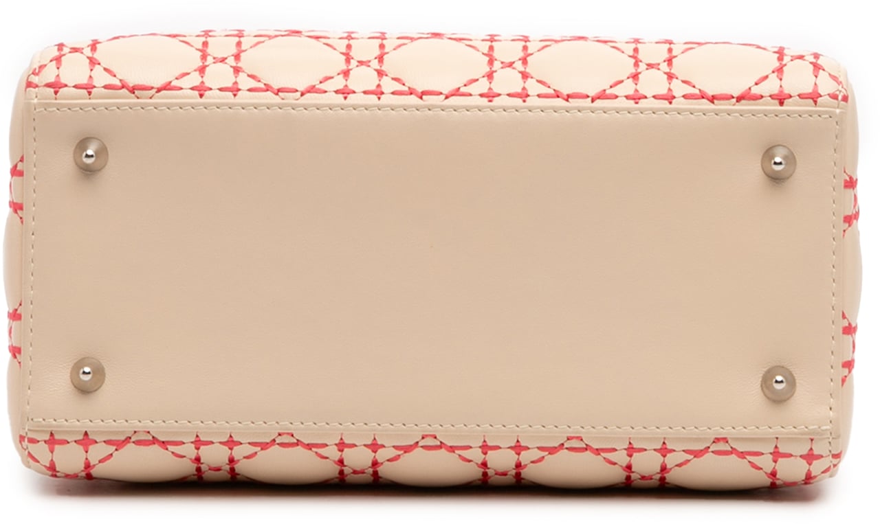 Dior Medium Lambskin Cannage Stitched Lady Dior Bruin