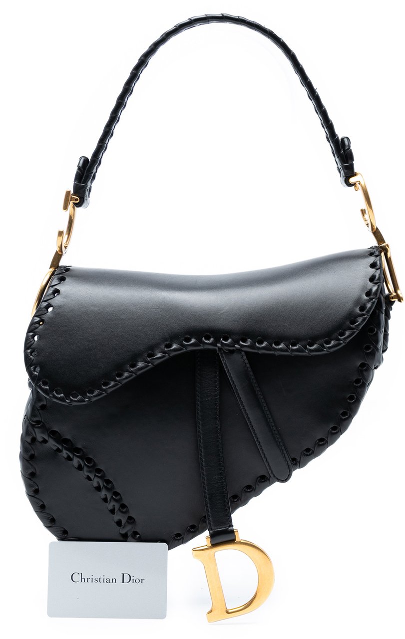 Dior Smooth Calfskin Braided Saddle Bag Zwart