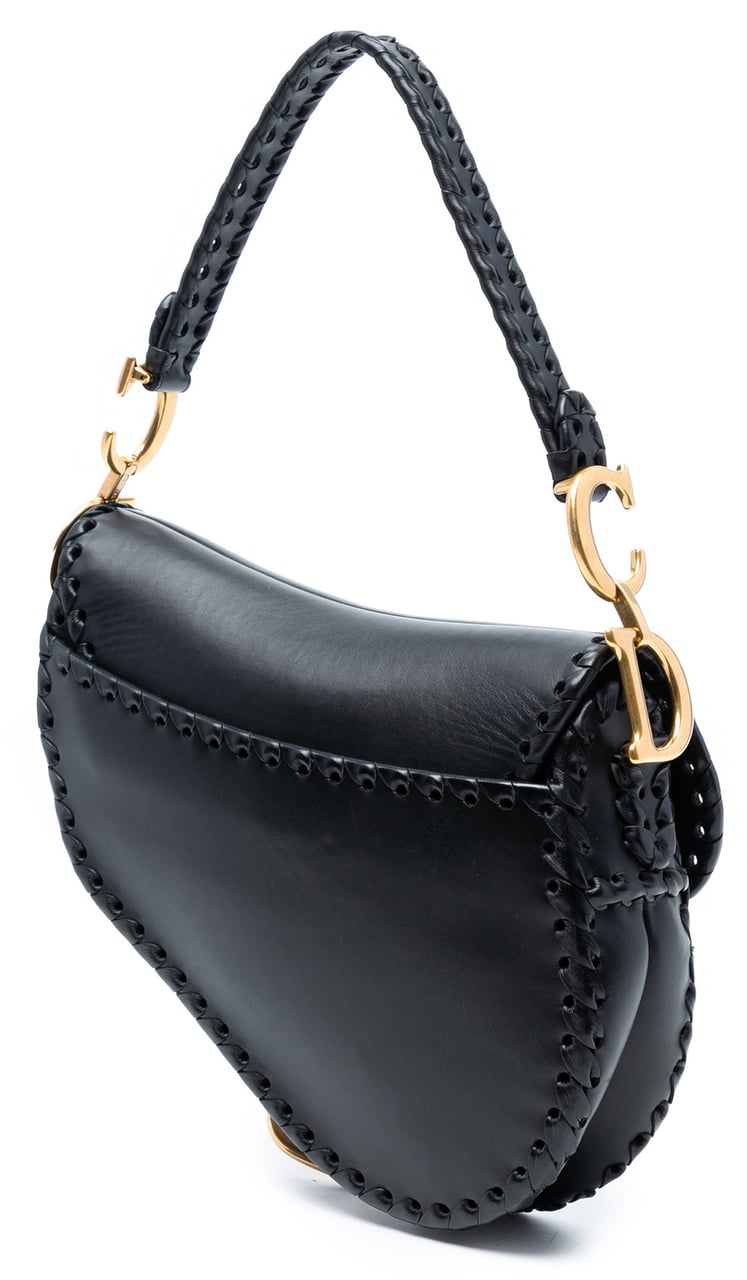 Dior Smooth Calfskin Braided Saddle Bag Zwart