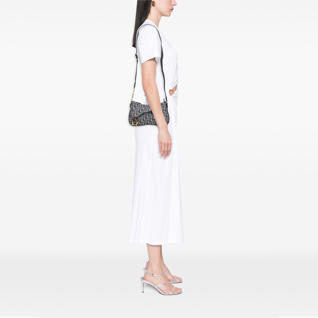 Dior Diorissimo Trotter Canvas Double Saddle Crossbody Blauw