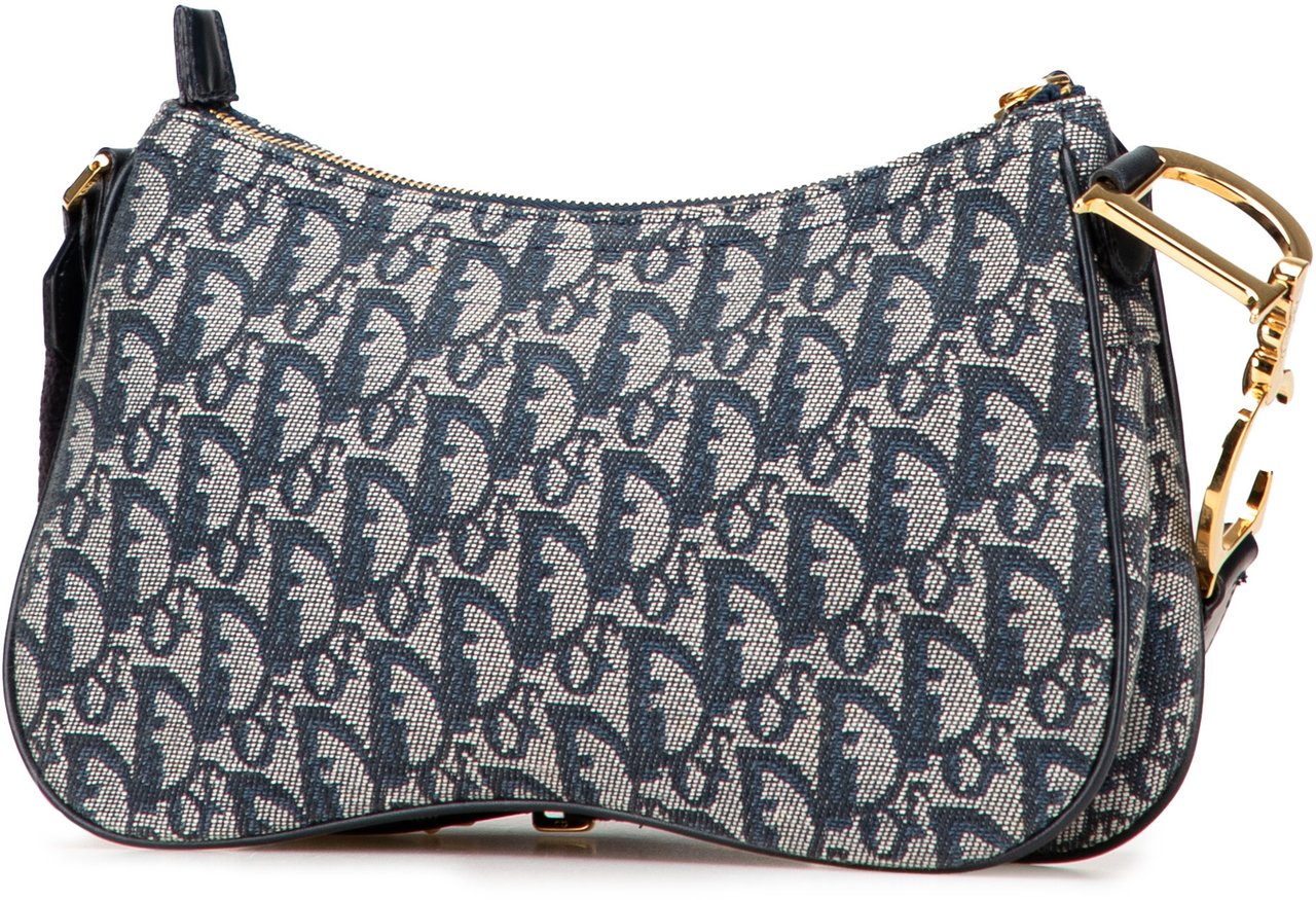 Dior Diorissimo Trotter Canvas Double Saddle Crossbody Blauw