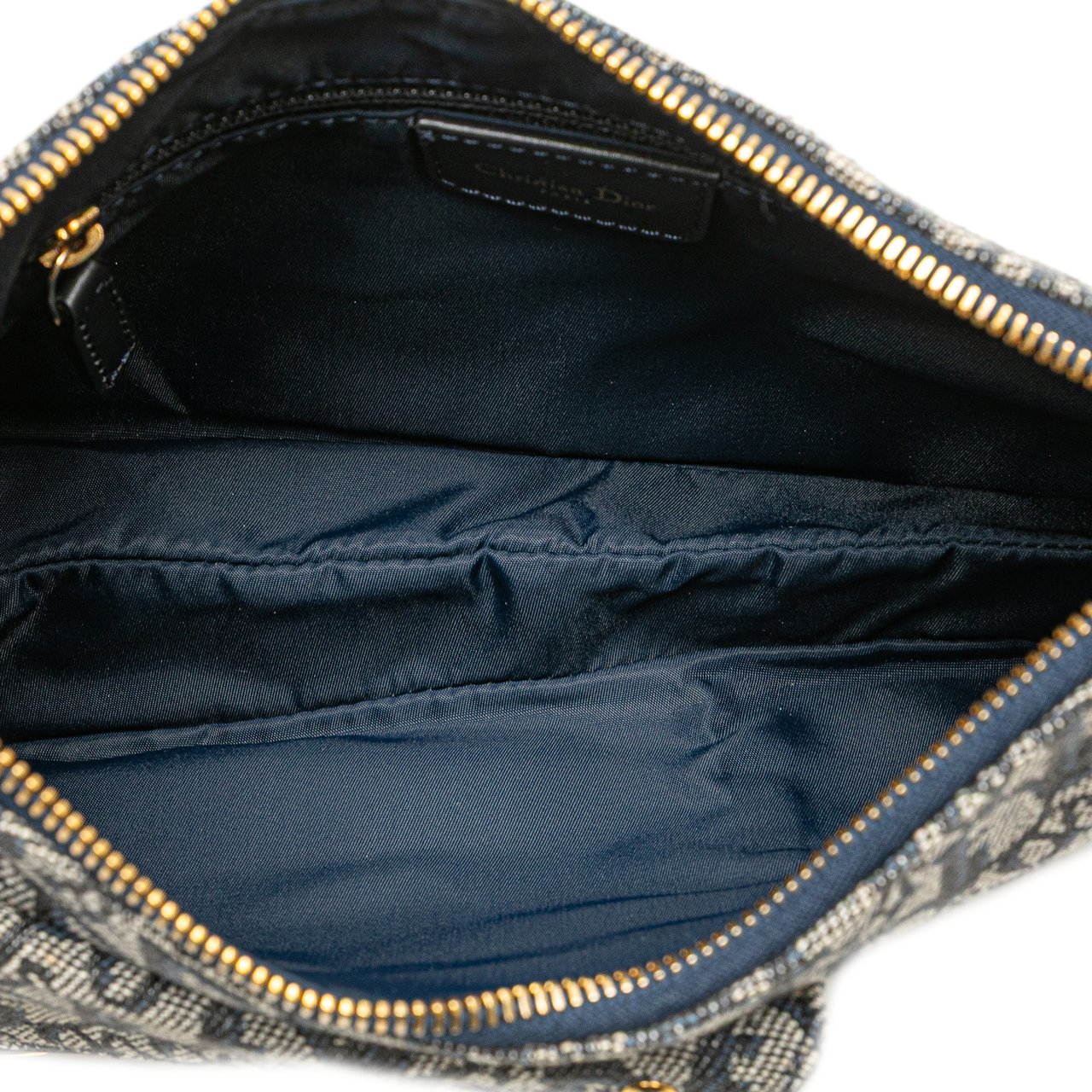 Dior Diorissimo Trotter Canvas Double Saddle Crossbody Blauw