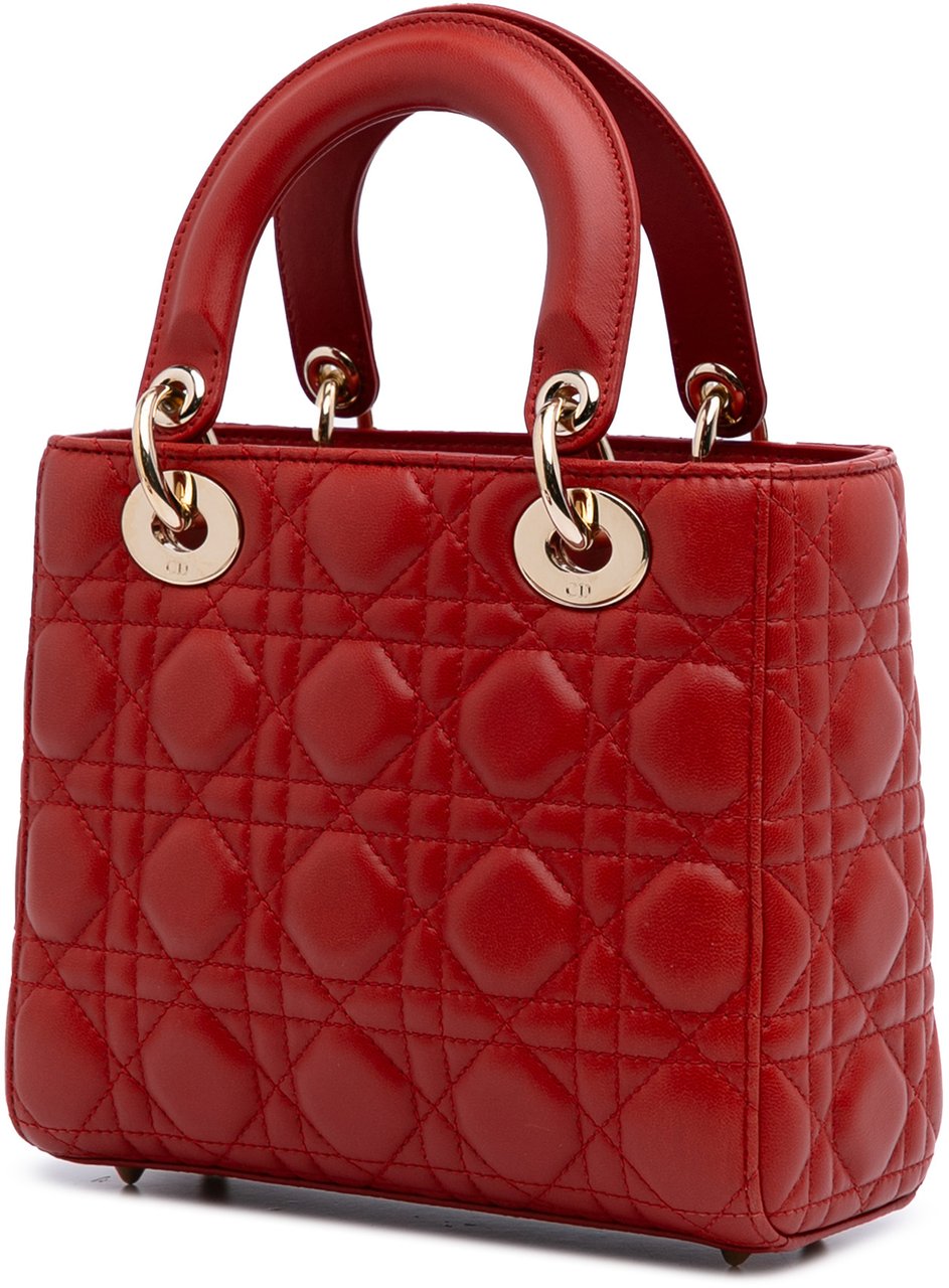 Dior Small Lambskin Cannage My ABCDior Lady Dior Rood