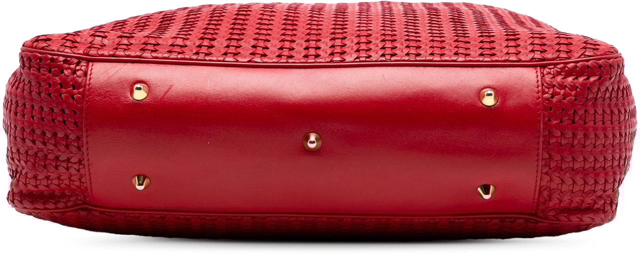 Dior Large Woven Lambskin Lady Dior Soft Shopping Tote Rood