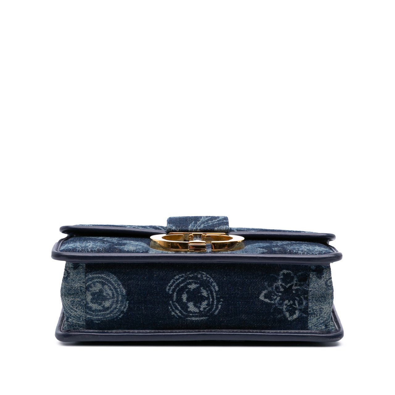 Dior Printed Denim Flowers 30 Montaigne Flap Blauw