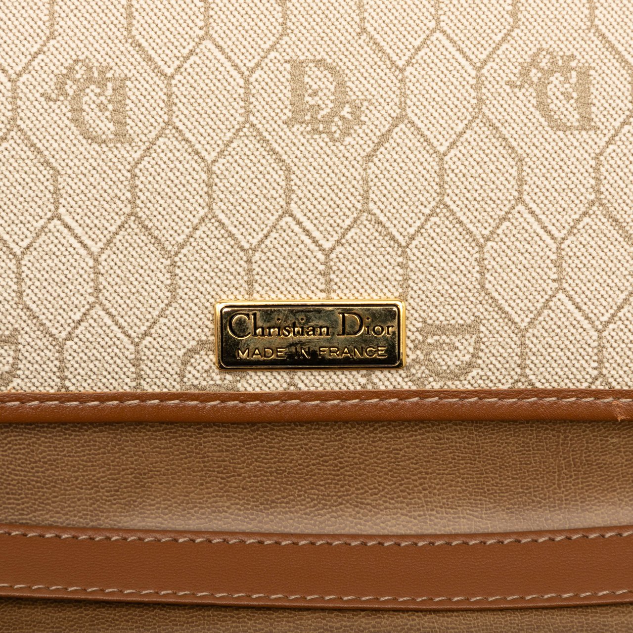 Dior Honeycomb Coated Canvas Chain Shoulder Bag Bruin