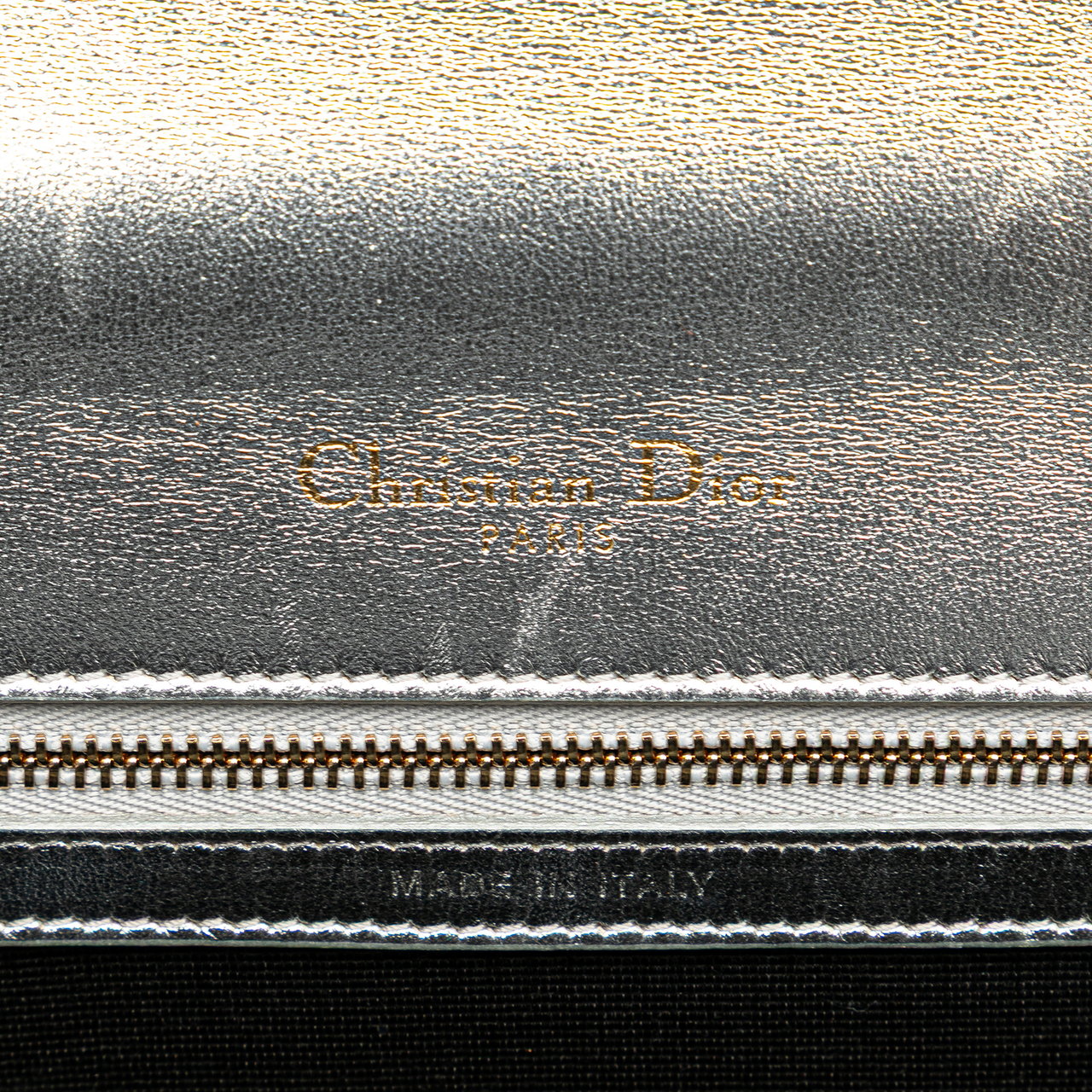 Dior Small Metallic Grained Calfskin Diorama Flap Zilver