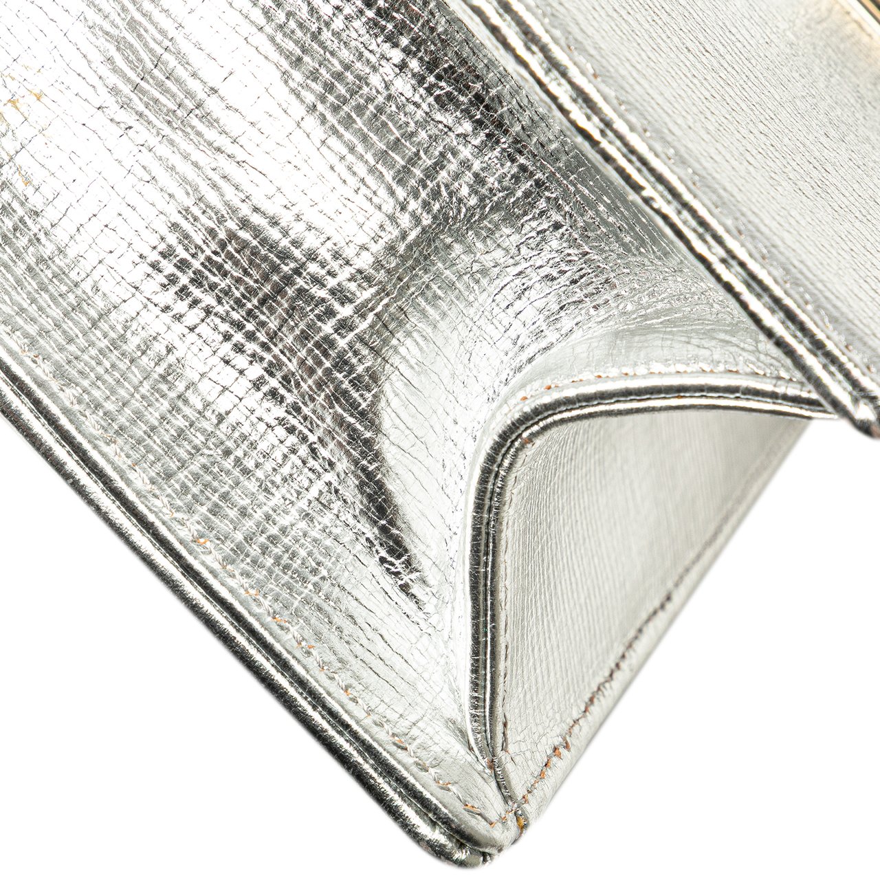 Dior Small Metallic Grained Calfskin Diorama Flap Zilver