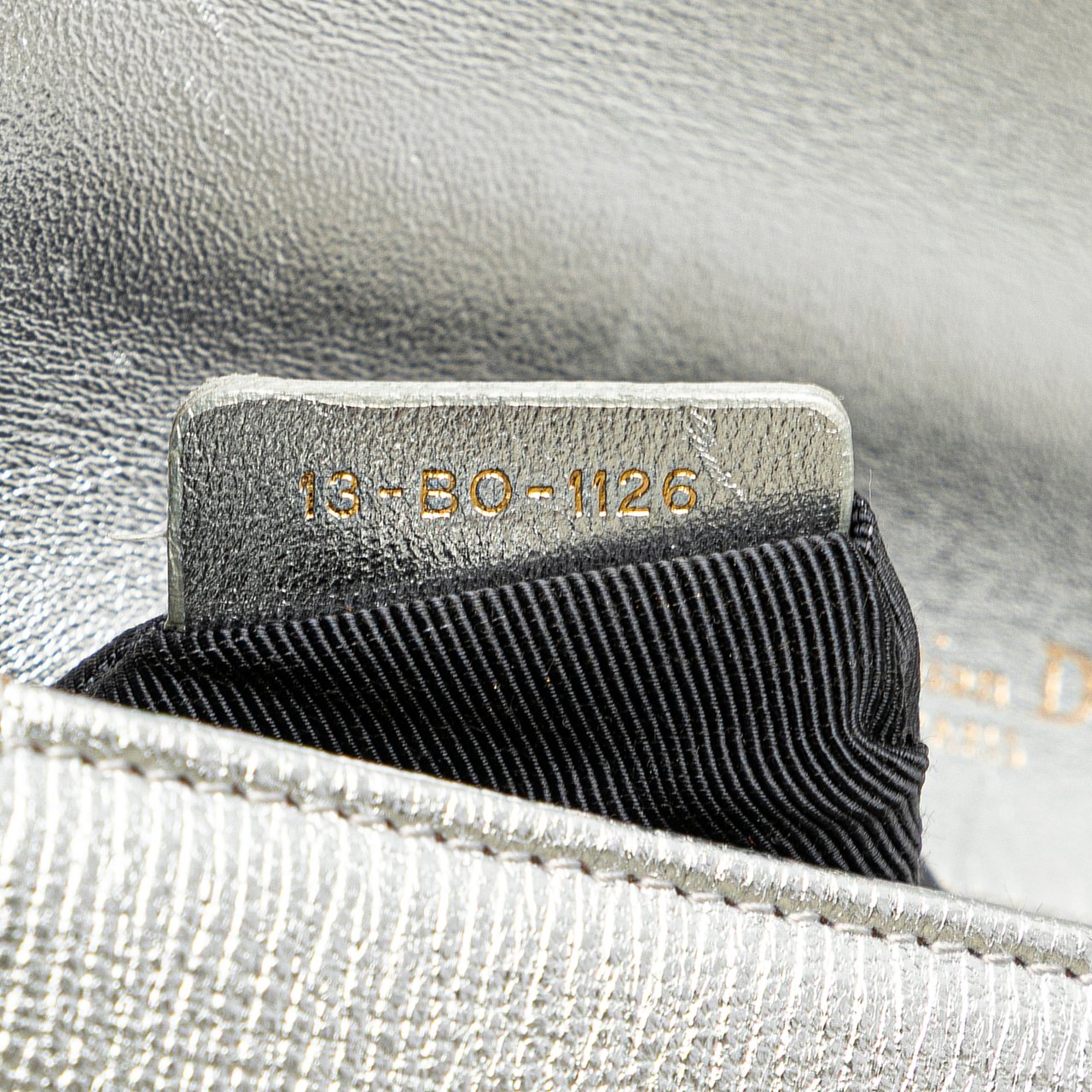 Dior Small Metallic Grained Calfskin Diorama Flap Zilver