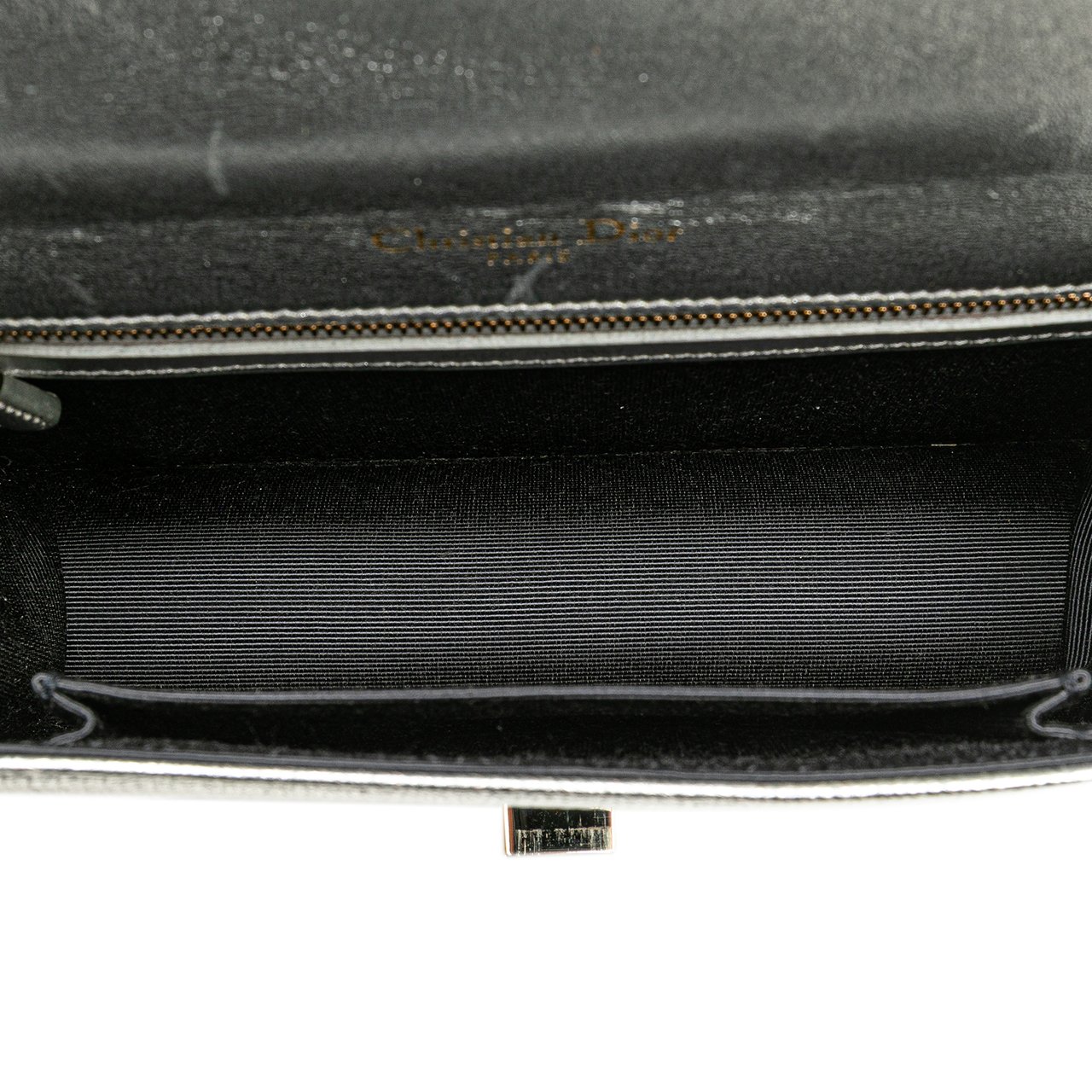 Dior Small Metallic Grained Calfskin Diorama Flap Zilver