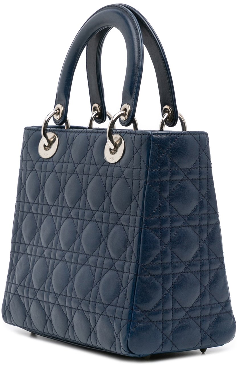 Dior Medium Lambskin Cannage Lady Dior Blauw
