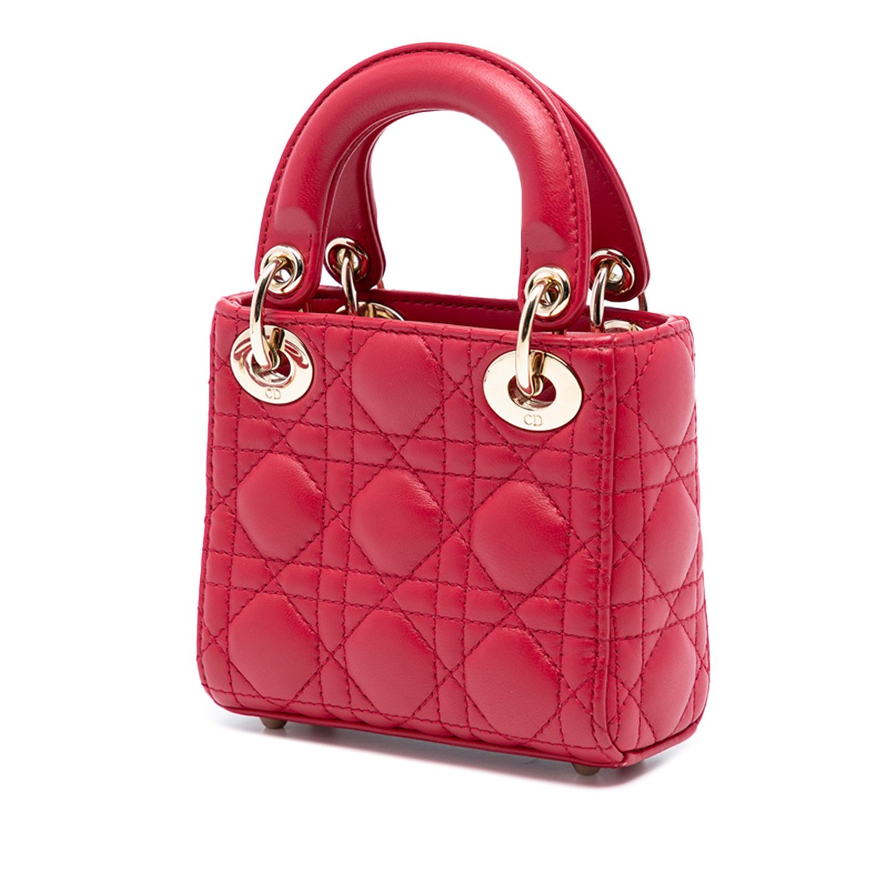 Dior Micro Lambskin Cannage Lady Dior Rood