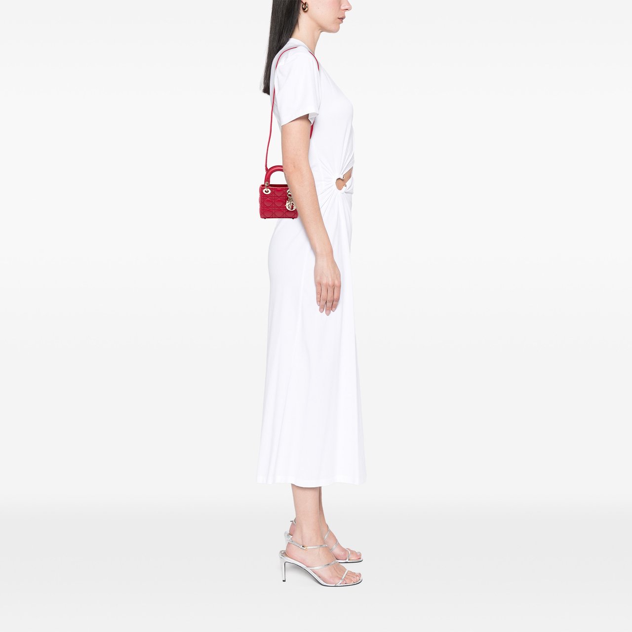 Dior Micro Lambskin Cannage Lady Dior Rood