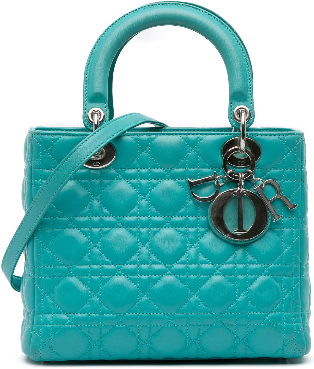 Dior Medium Lambskin Cannage Lady Dior Blauw