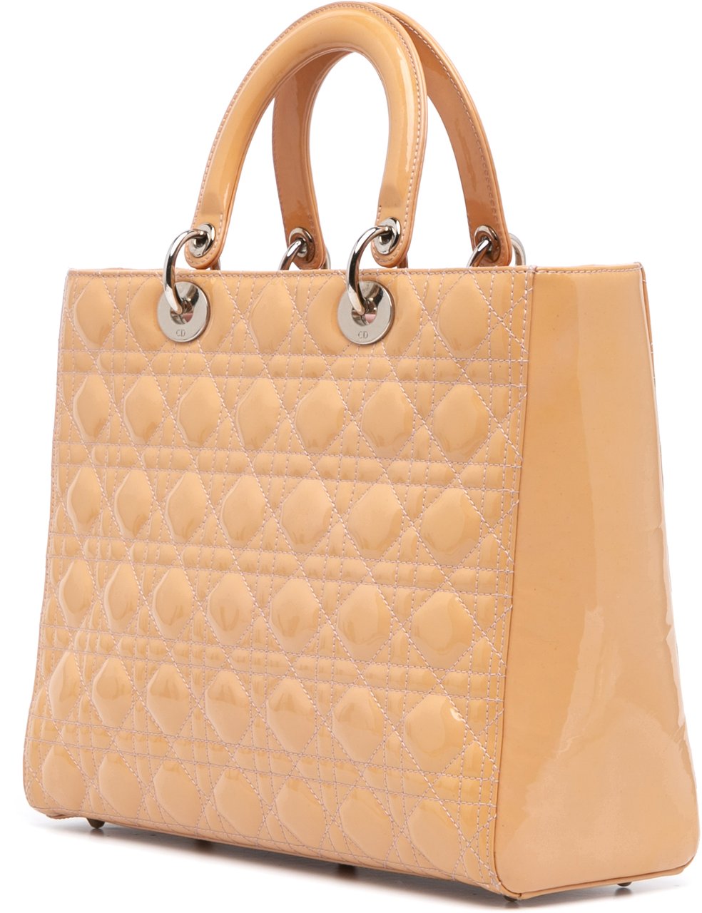 Dior Large Patent Cannage Lady Dior Bruin