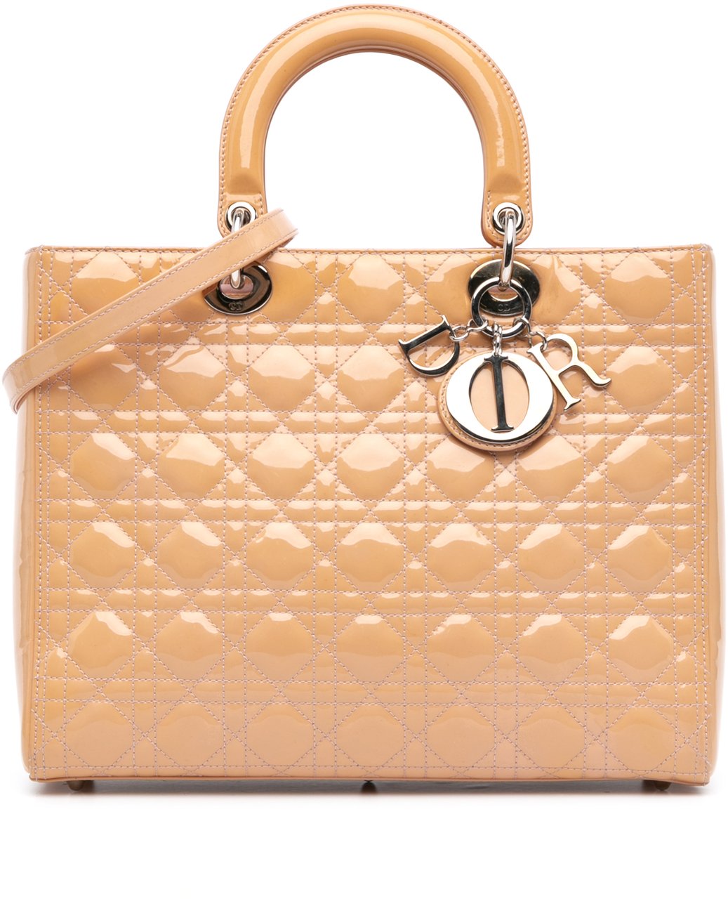 Dior Large Patent Cannage Lady Dior Bruin