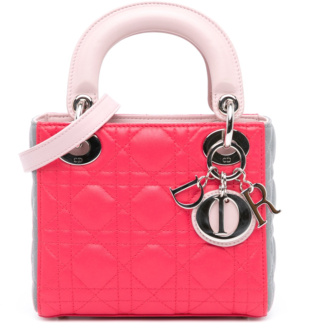 Dior Mini Tricolor Lambskin Cannage Lady Dior Roze