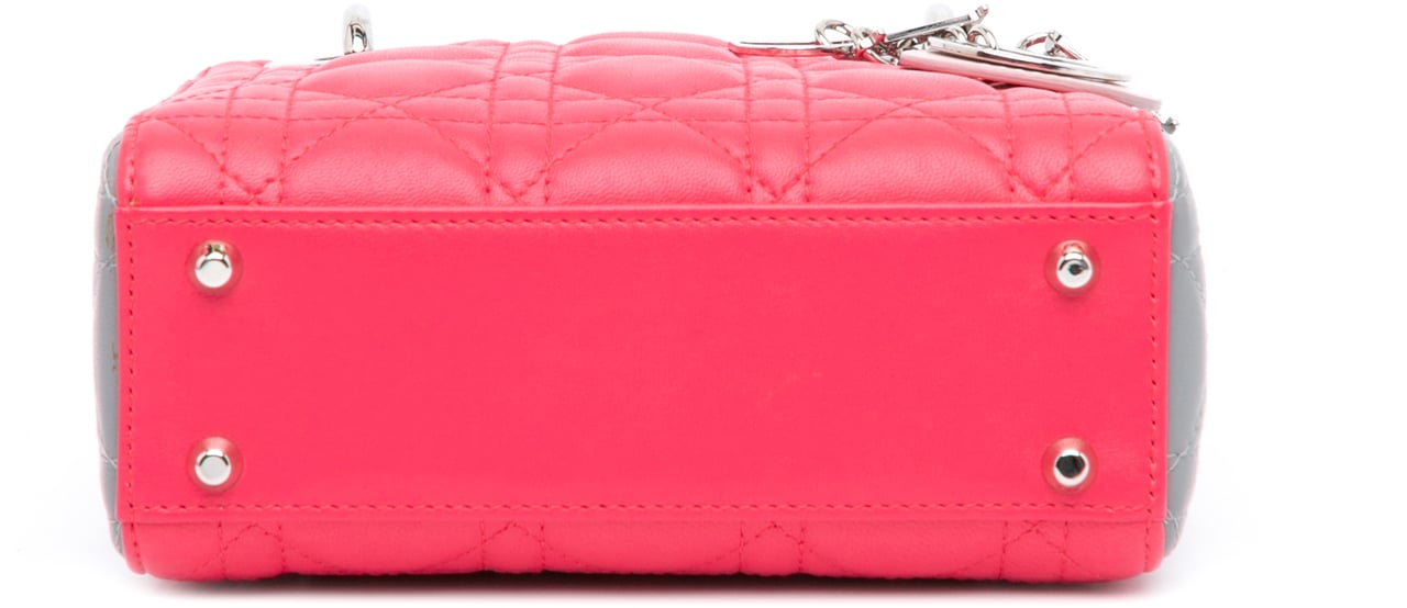 Dior Mini Tricolor Lambskin Cannage Lady Dior Roze