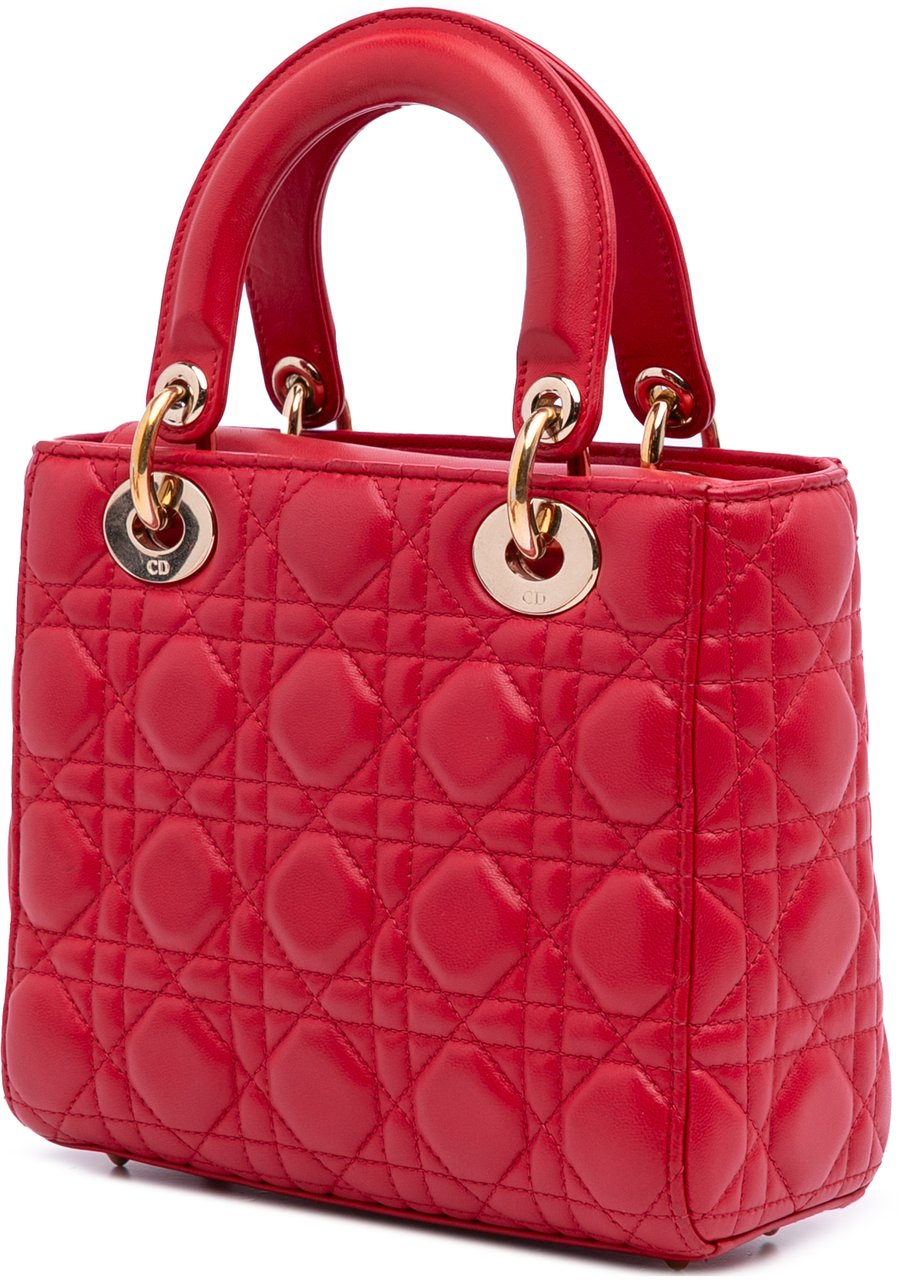 Dior Small Lambskin Cannage My ABCDior Lady Dior Rood