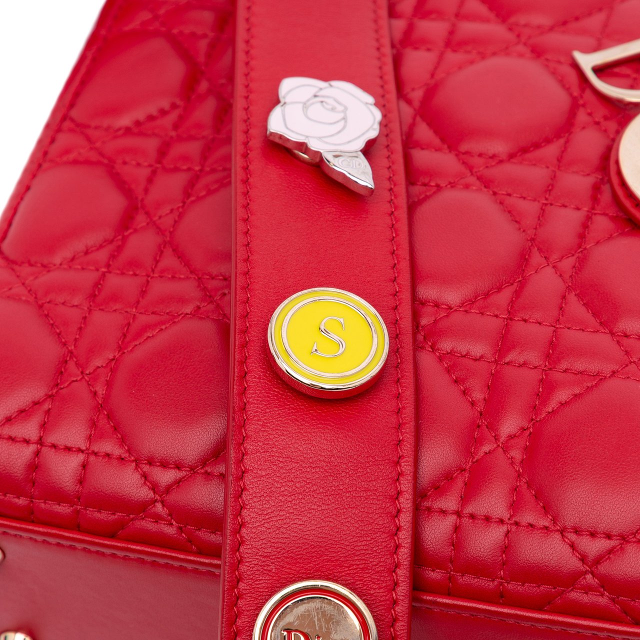 Dior Small Lambskin Cannage My ABCDior Lady Dior Rood