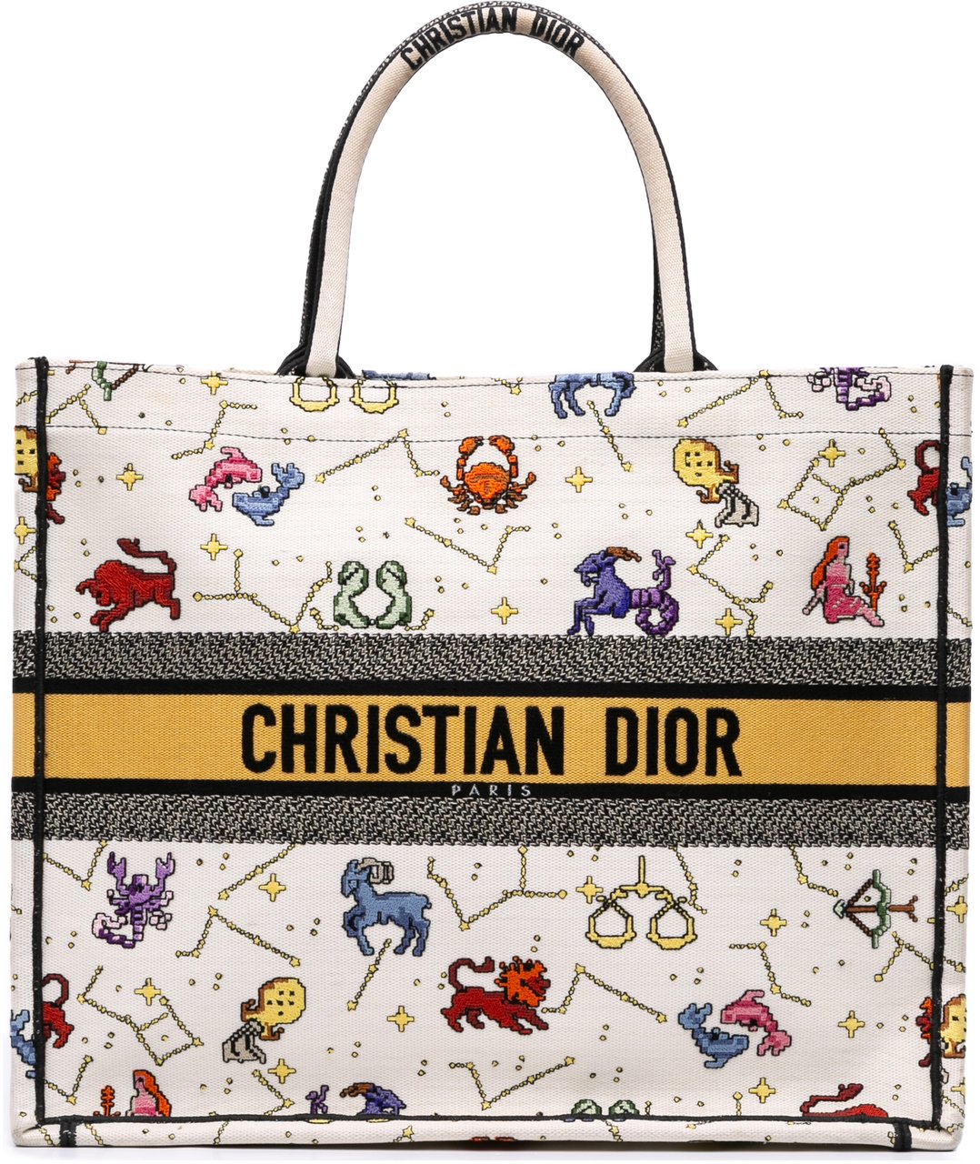 Dior Large Zodiac Pixel Zodiac Book Tote Wit