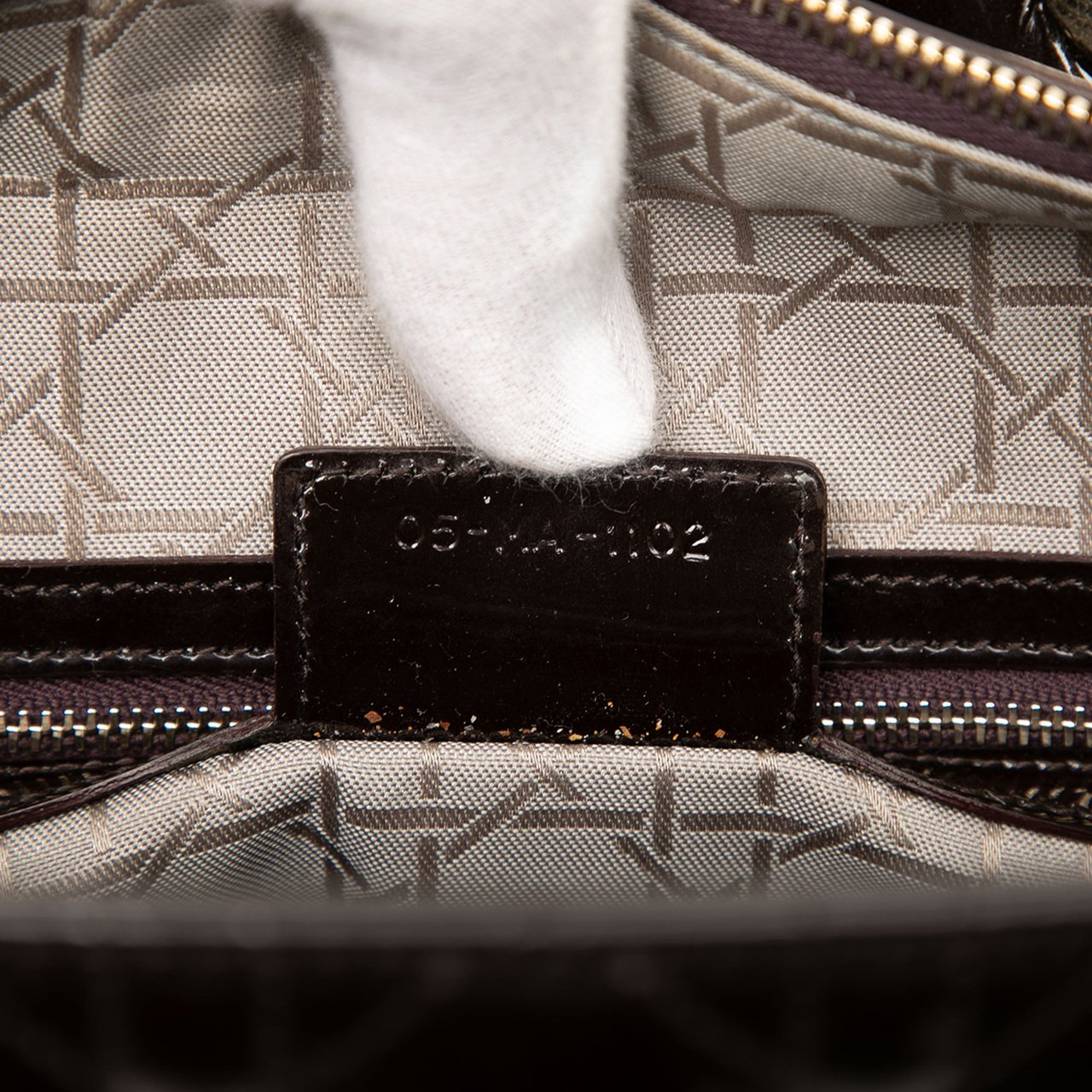 Dior Large Patent Cannage Lady Dior Bruin