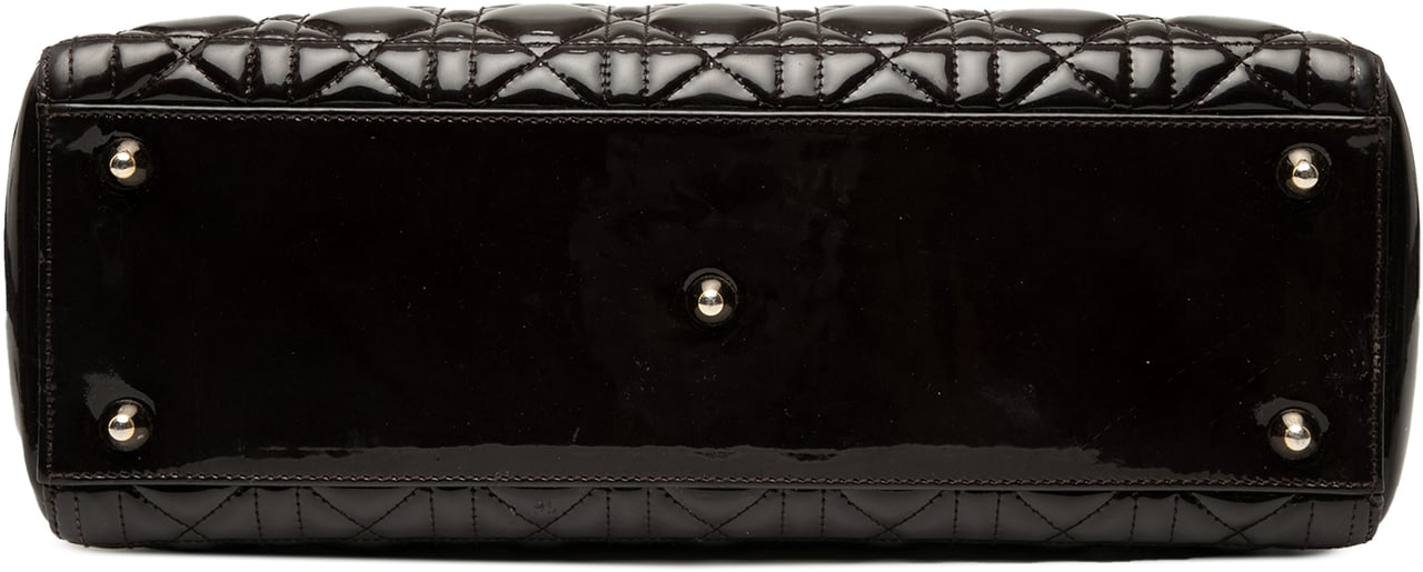 Dior Large Patent Cannage Lady Dior Bruin