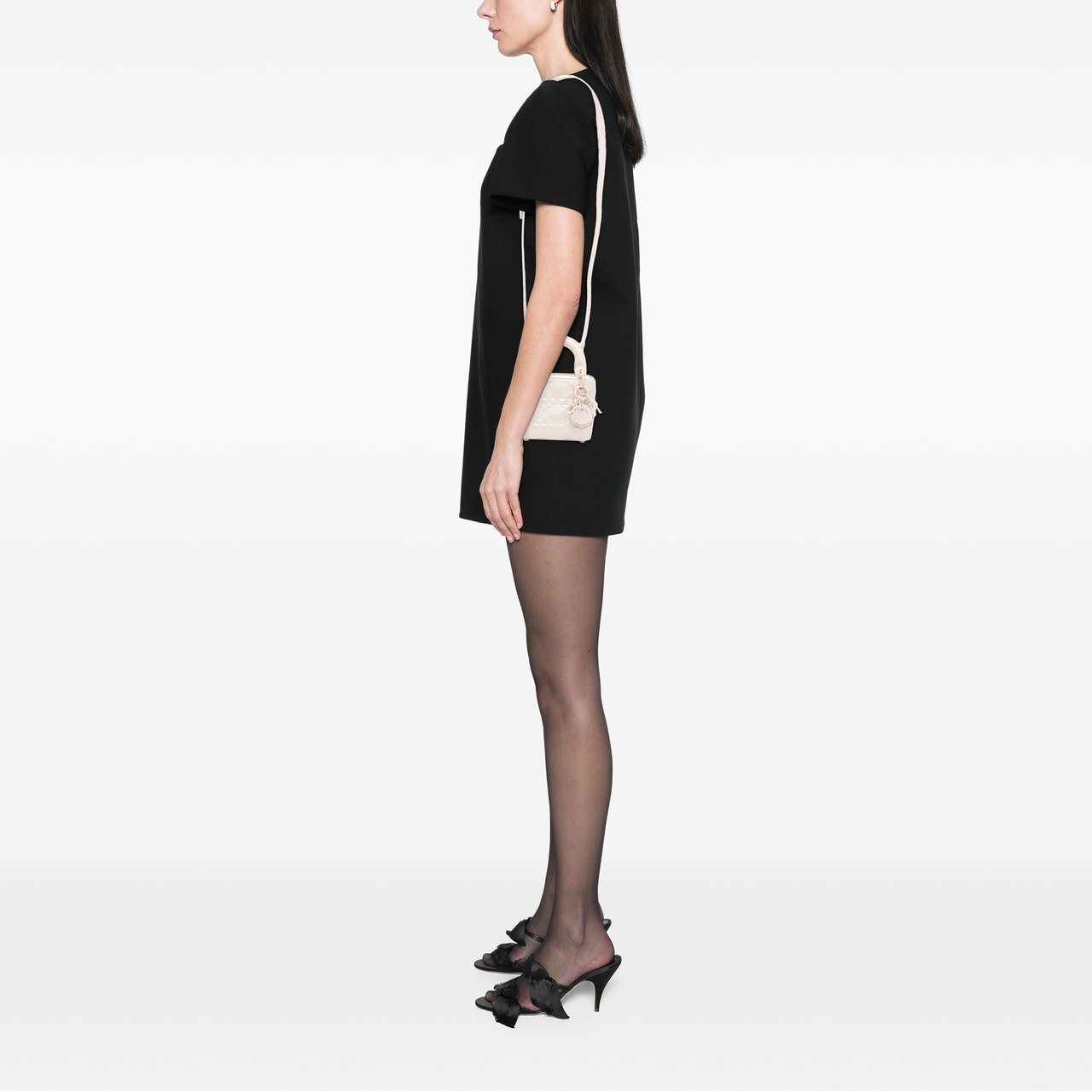 Dior Micro Ultra Matte Calfskin Cannage Diamond Motif Lady Dior Wit