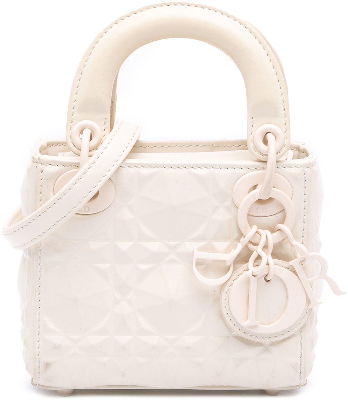 Dior Micro Ultra Matte Calfskin Cannage Diamond Motif Lady Dior Wit