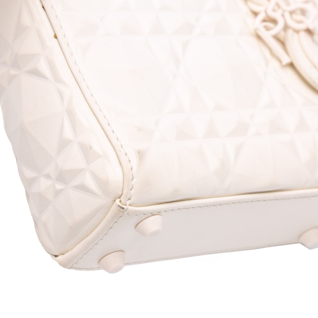 Dior Micro Ultra Matte Calfskin Cannage Diamond Motif Lady Dior Wit
