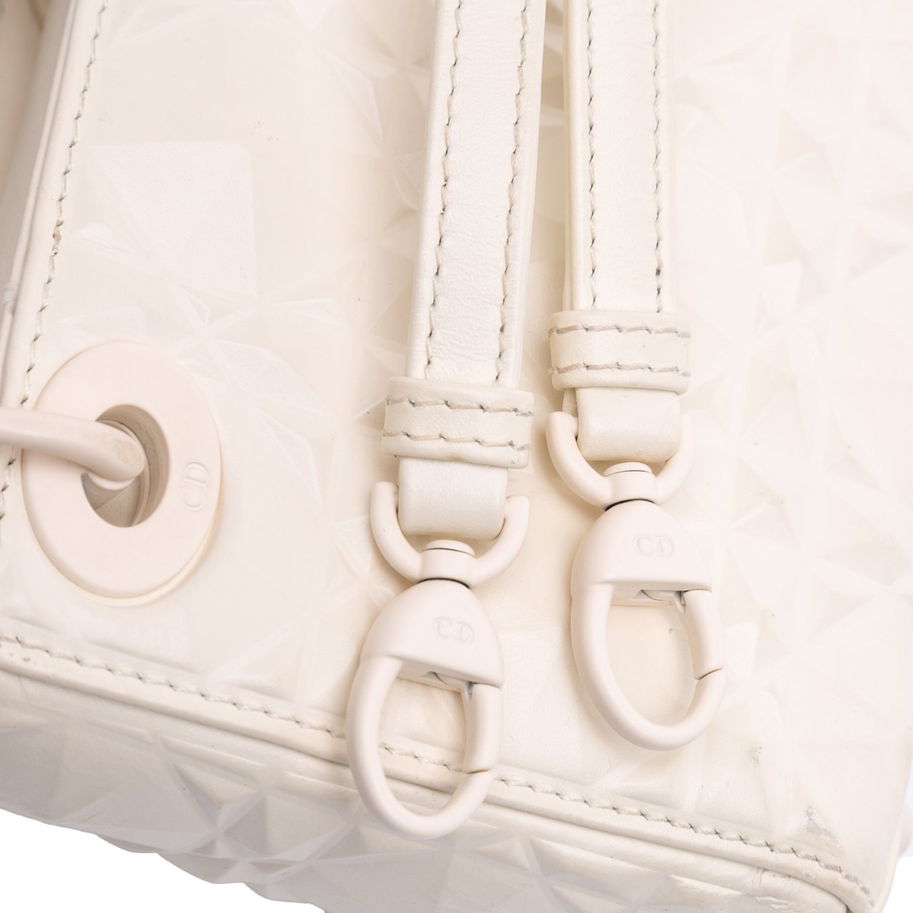 Dior Micro Ultra Matte Calfskin Cannage Diamond Motif Lady Dior Wit