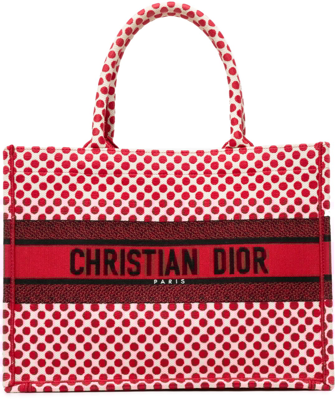 Dior DiorAmour Medium Embroidered Canvas Dots Book Tote Rood